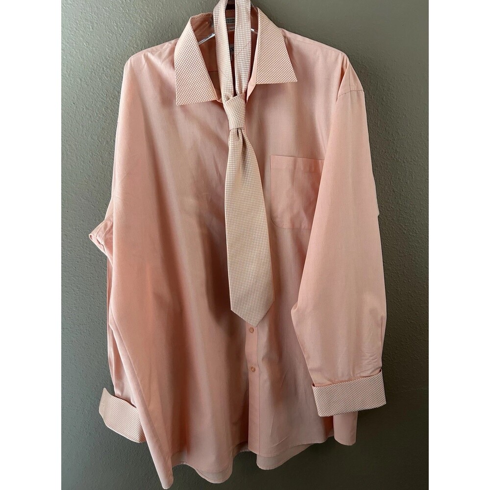 Lucasini Shirt 3XL Light Orange W/ Matching Neck.Sz 19 Collar & Sleeve Print